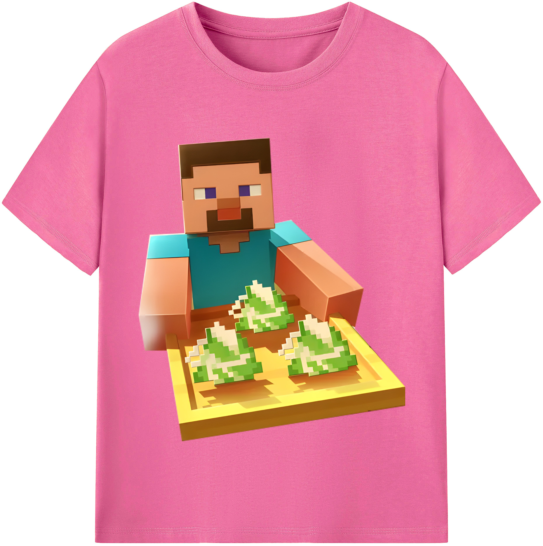 （画像用） マインクラフト ブロックの世界 Minecraft MC Block world レディースカジュアルプリントTシャツ（綿100％）